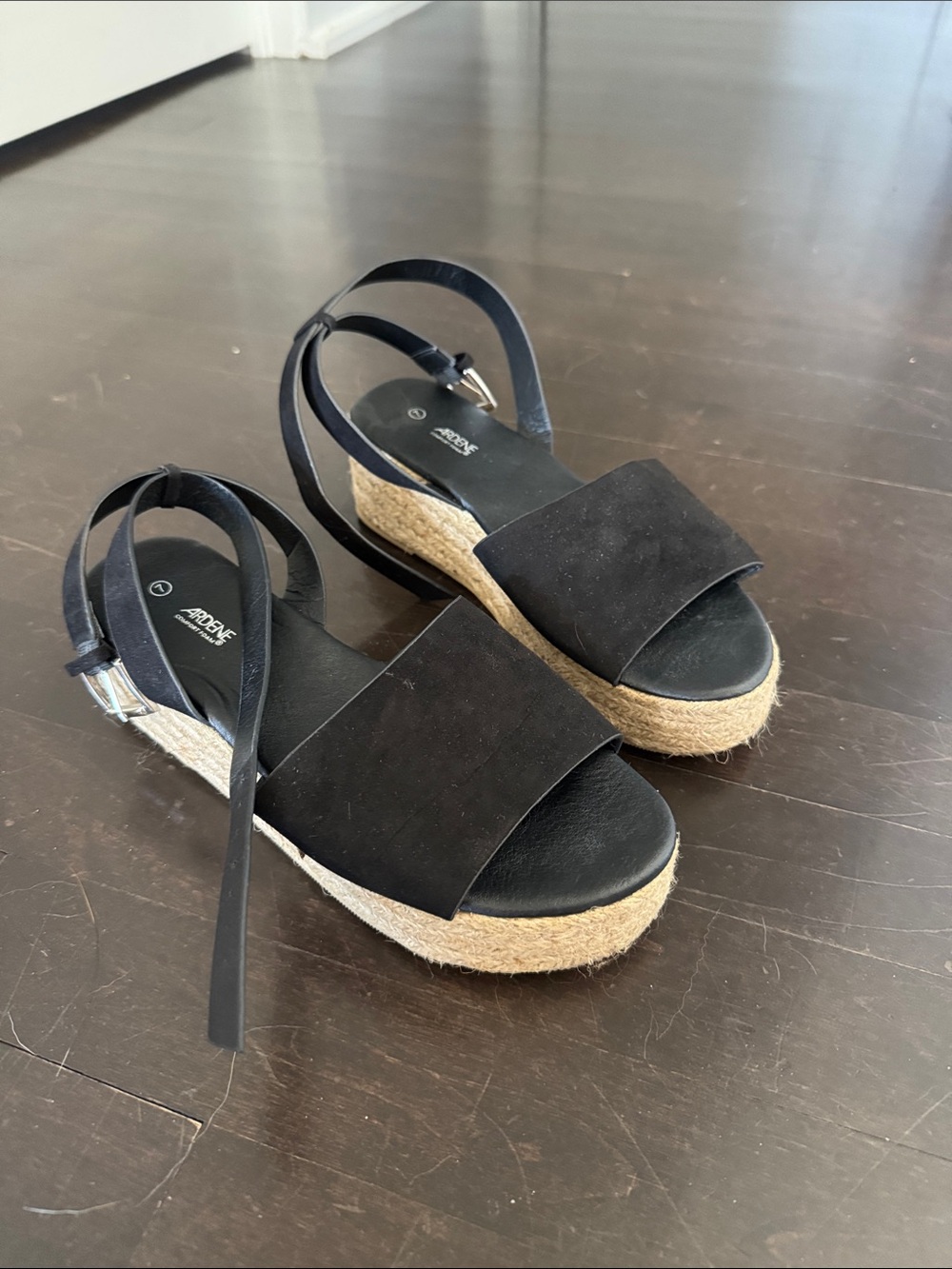 Ardene Black Platform Espadrille Sandals with Ankle Strap
